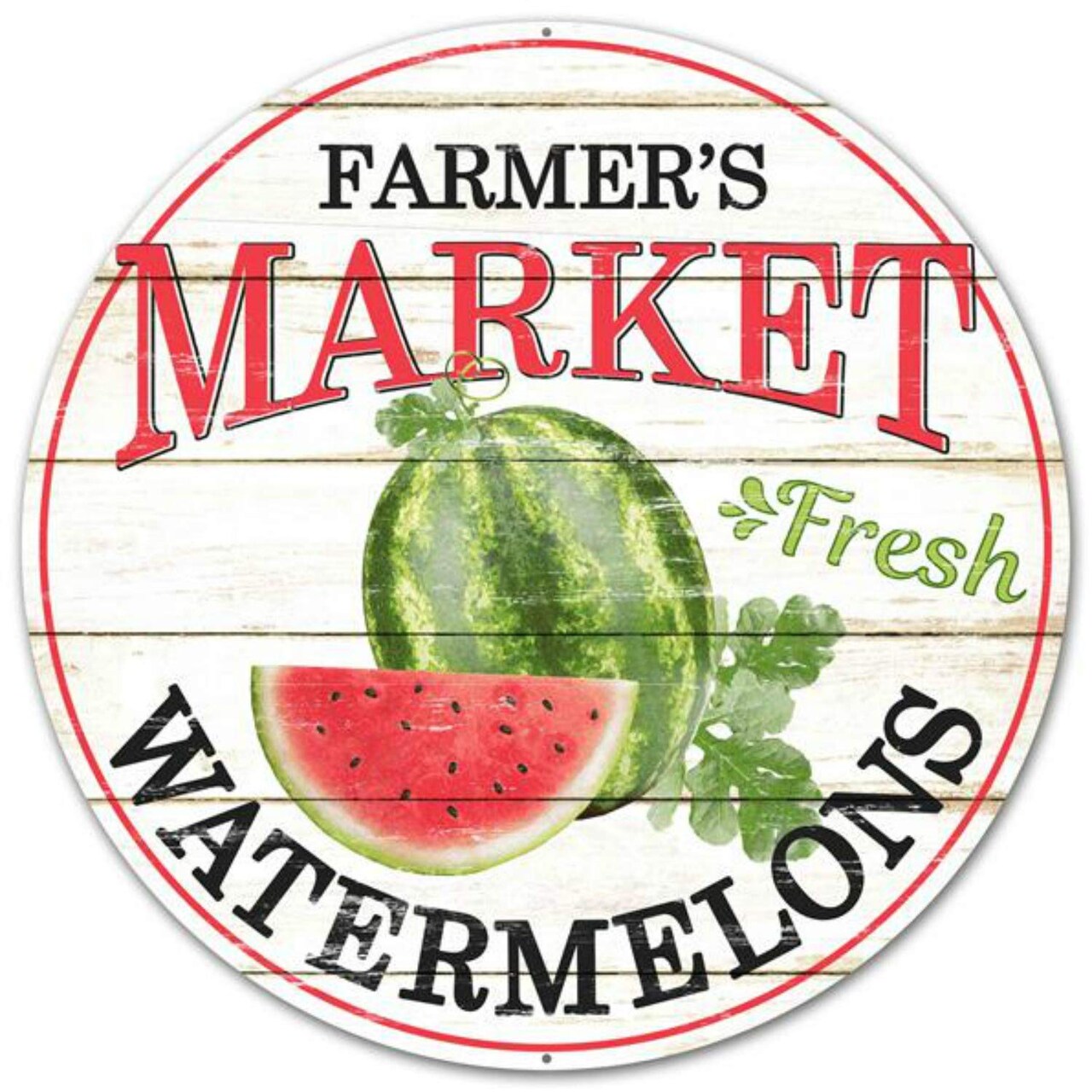 Watermelon 12" Metal Farmer's Market Sign For Wreath Centers, Wall Accent, Crafts, and Decorations